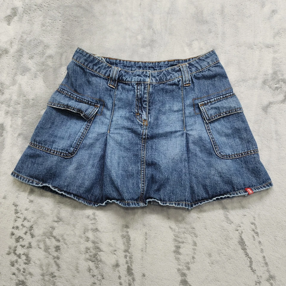 Vintage Y2K 90s EDC by Esprit Skirt Womens 7 Juniors Blue Pleated Mini Cargo  - Image 1 of 4