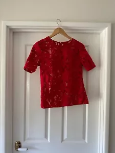 Reiss red burnt out sheer mesh top size small - Picture 1 of 4