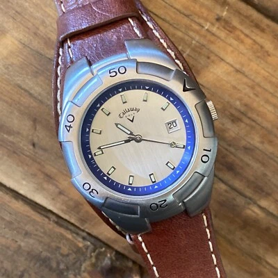 Reloj Callaway Golf Diver Estilo CY2003 Correa Cuero Marrón Funcionando  Foto 1 de 4