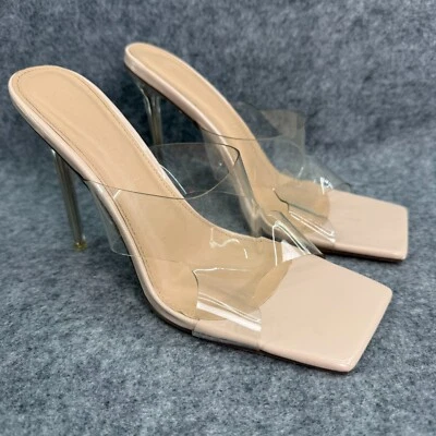 Zapatos de tacón alto Wild Diva Lounge para mujer 8 peep punta cuadrada sin cordones elegantes fiesta Foto 1 de 4