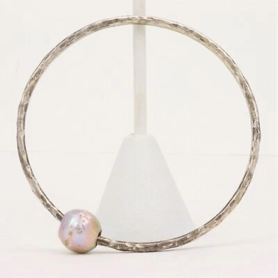 11.8 Gram VTG Sterling Silver 925 Rainbow Floating Baroque Pearl Bangle Bracelet - Image 1 of 4
