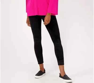 Legging de pana regular sin costura lateral para mujer con control-negro-XS-A553658 Foto 1 de 2