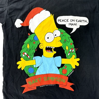Vintage The Simpsons Santa Bart 90s DEADSTOCK! Sz M Christmas Peace On Earth NWT - Image 1 of 4