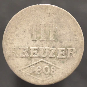 1808 German States WÜRZBURG 3 Kreuzer KM# 465 (F308) - Picture 1 of 2