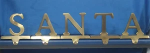 Gold Brass Metal Letters SANTA Mantel Hook Stocking Holder Hanger 5 pc Vintage - Picture 1 of 4