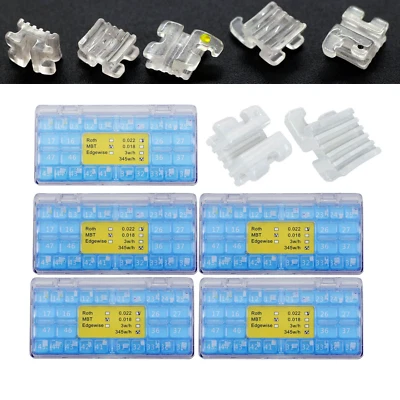 5 Dental Orthodontic Ceramic Bracket Clear Aesthetic Brace MBT 022 345 Hook 5-5 - Image 1 of 4