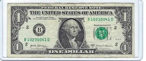Banconota da $1 Fancy One 2017 serie banconota da dollari # SOMMA BASSA 11 97,6% FRESCHEZZA B10230041D - Foto 1 di 3