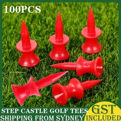 100PCS RED PLASTIC STEP CASTLE GOLF TEES (30mm Small) Golf Training Aids Tees AU - image 1 of 4