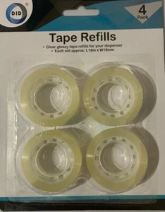 4 Stück Bandminen klar transparent Bandspender Nachfüllrollen 18m x 18mm - Bild 1 von 3