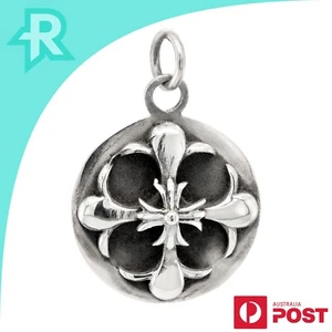 Gothic Cross Circular Shield Sterling Silver 925 Pendant - Picture 1 of 6