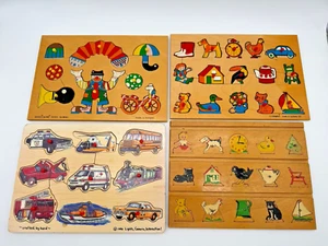 Vintage Lot of 4 Simplex Acre Toys Wooden Puzzle Animals Circus Vehicles Holland - Picture 1 of 8