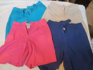 Basic Edition Shorts Lot of 4 Pink, Blue, Teal, Beige Size 10 - Picture 1 of 6