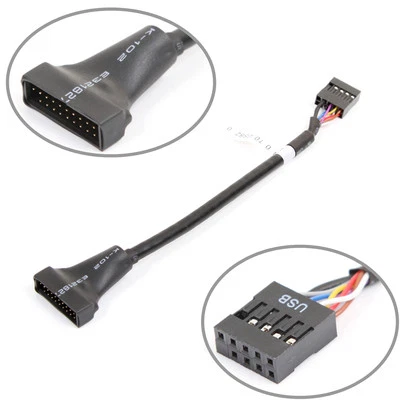 20 pin USB 3.0 Female to 9 pin USB 2.0 Male Motherboard Connector Adapter Cord - Image 1 of 4