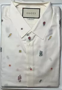 Brand new Gucci Men's Embroidered Long Sleeve White Shirt (Size 40) - Picture 1 of 5