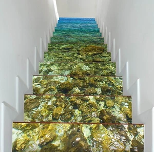 3D Wide Blue Sea G56 Stair Risers Decoration Photo Mural Vinyl Decal Wallpaper E - Picture 1 of 6