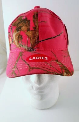 NEW LADIES MOSSY OAK SIGNATURE PINK CAMO PRINT HUNTING HAT CAP  - Image 1 of 4