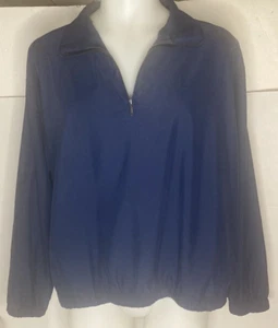 Womens Eddie Bauer Golf Quarter Zip Pullover Jacket Windbreaker Sz XL Dark Blue - Picture 1 of 7