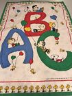 1965 Vintage Handmade Peanuts ABC Baby Quilt 31x42 #216