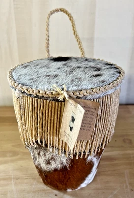 Tambor Mpigi Uganda Tribal Africano Hide Engoma 7.5" Foto 1 de 4