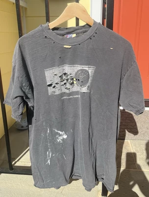 Vintage 90s WNRN Modern Rock Radio Heavily Distressed Black T Shirt Large - Image 1 of 4