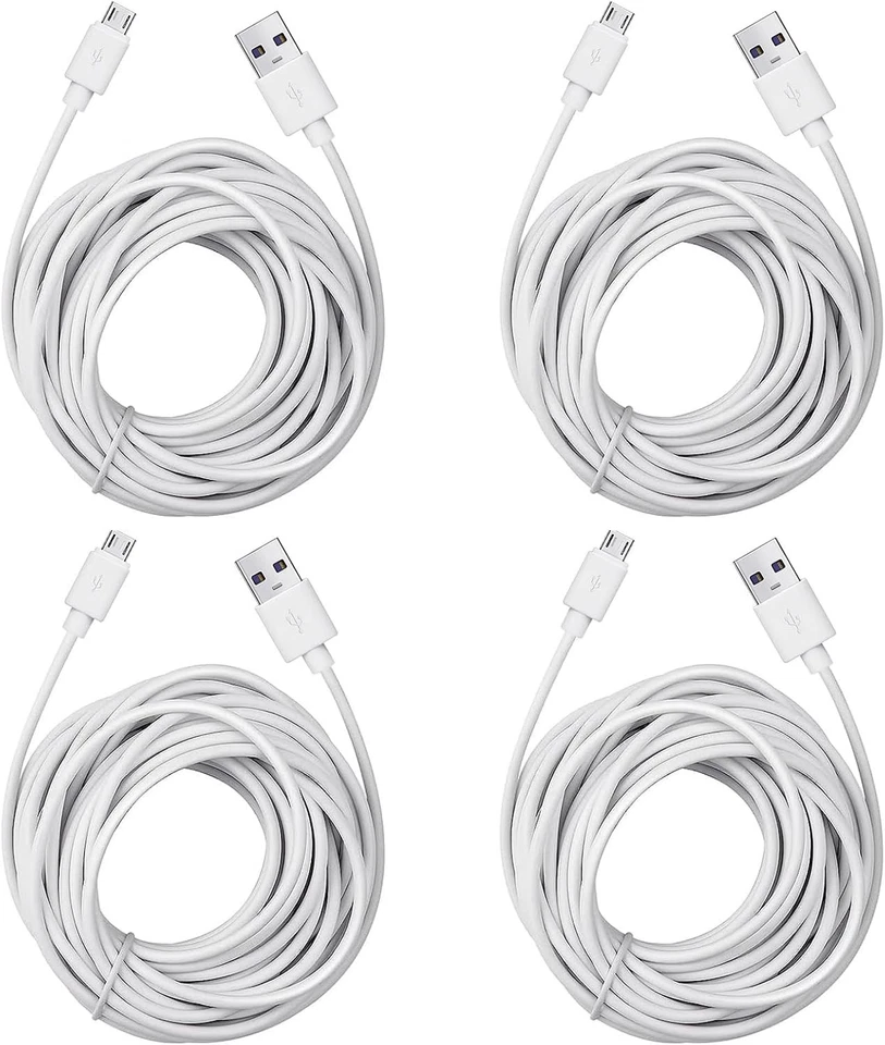 4 Pack 25ft Micro USB Extension Cable for Wyze Cam Blink Mini YI | Free Shipping - Image 1 of 4