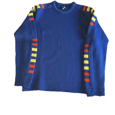 Suéter De Colección Demetre Azul Rayas Esquí Carreras Para Hombre Talla L Pura Lana Virgen MANCHA Foto 1 de 4