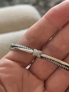 David Yurman Crossover Cable X bracelet Sterling Silver Diamod - Picture 1 of 6