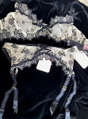 Sujetador y tirantes Agent Provocateur 34A crema negro encaje Lara NUEVO vintage Foto 1 de 4