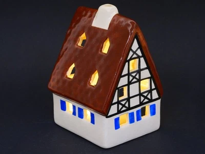 Leyk Lichthaus Spitzgiebelhaus 1990 Blaue Fensterladen RAR! wie NEU! 1706-09-22 - Image 1 of 4