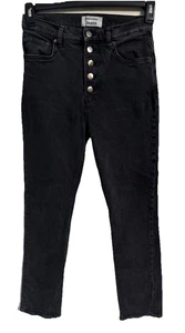 Reformation Black High Rise Skinny Jeans Size 27 Button Fly Yuma Black 28W 30L - Picture 1 of 8