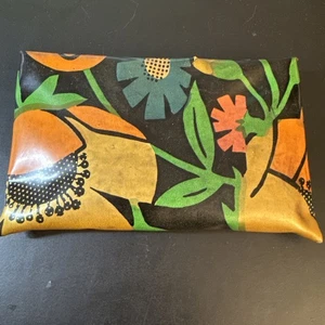 Vintage Retro Mod Vinyl Reißverschluss Blumen Kosmetiktasche - Bild 1 von 4