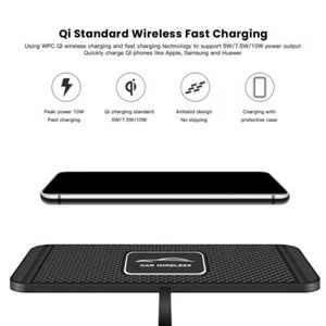 QI Wireless Car Phone Charger Fast Charging Pad Mat For iPhone Samsung Universal - Picture 1 of 11