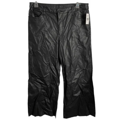 KUT From The Kloth Womens Meg Ab Fab High Rise Wide Leg Pants 14 Black Coated - Image 1 of 4