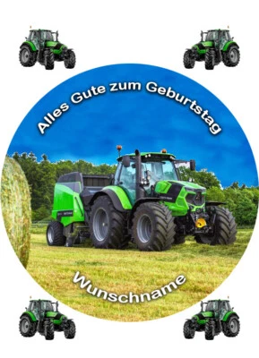 Tortenaufleger, Trecker, Traktor, Landwirtschaft mit Wunschname - Bild 1 von 3