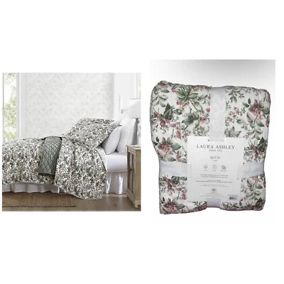 Juego de 3 edredones y 2 fundas Laura Ashley King verde floral 100 % algodón nuevo con etiquetas Foto 1 de 4