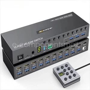 10 Port USB HDMI KVM Switch Box Switcher 4K 60Hz with EDID Emulation& Controller - Picture 1 of 23