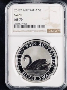 2017 Perth Mint 1oz Silver Swan NGC MS 70 - Picture 1 of 4