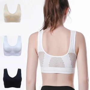 Plus Size Women Shockproof Breathable Cozy Wireless Push-up Vest Bra Sports Tops - Picture 1 of 15