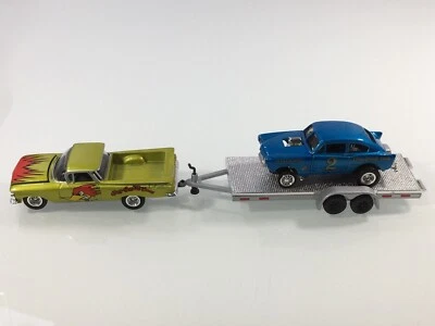 HOT WHEELS ‘59 CHEVY EL CAMINO ‘51 KAISER HENRY J HONKER GASSER and CAR TRAILER - Image 1 of 4