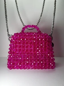 Crystal handmade beaded shouldet bag Miss Miche Pink Tourmaline from London - Picture 1 of 5