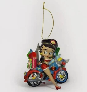 Vintage Betty Boop auf Motorrad mit Weihnachtsgeschenken Ornament - Bild 1 von 11