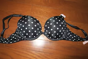 36C ❤️VINTAGE BRA ❤️ Body by VICTORIA'S SECRET ❤️ LARGE PUSH UP PADS Black SATIN - Picture 1 of 4