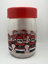 Vtg 1980's CARLTON Glass Lidded Jar Christmas Santa Claus Retro Candy Cookie Jar