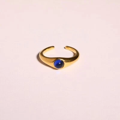 Mini anillo de estado de ánimo con sello de oro de 18 quilates Y2K piedra preciosa minimalista joyería regalo Foto 1 de 4