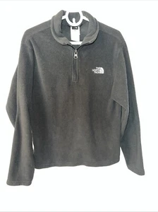 North Face size L 10/12 Youth Pullover Lightweight Fleece 1/4 Zip Black Unisex - Picture 1 of 7