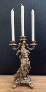 Kerzenleuchter Pfau Kerzenständer Barock gold Leuchter Kerzenhalter Antik Stil - Bild 1 von 8
