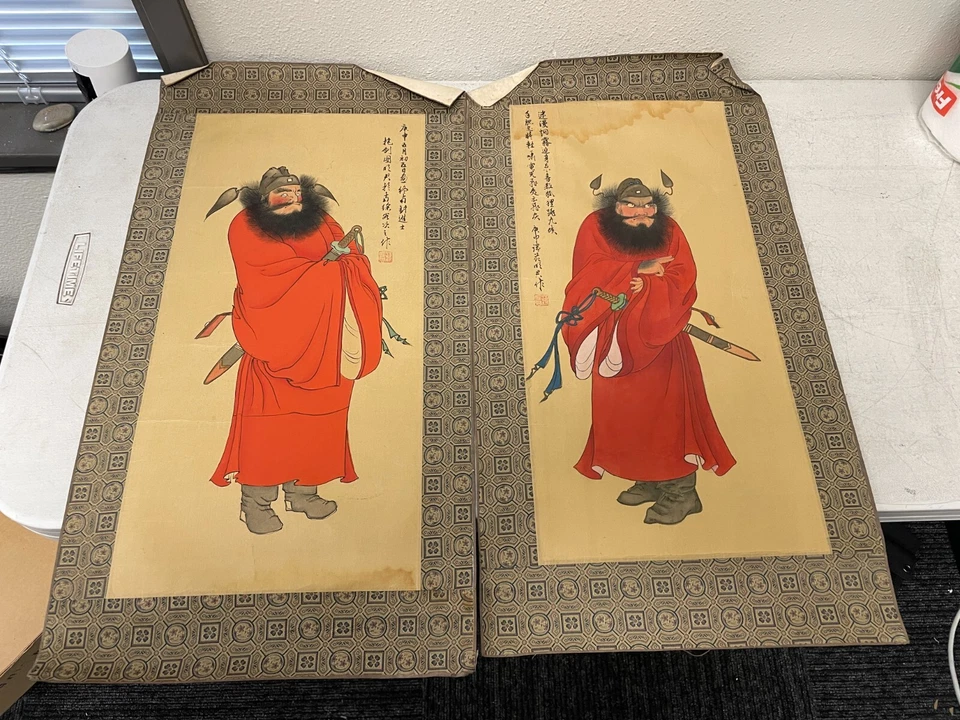 2件装幽灵战士中奎中国壁卷手绘艺术品22X12厘米 — 第 1/4 张图片