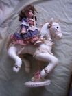 Porcelain Doll on Stuffed Horse by Accents and Occasions Nwt Old Stock Euc