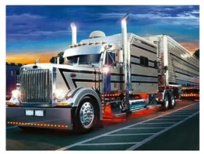 NORIMPEX 50x40 cm Malen nach zahlen Set mit Holzrahmen Silberner Lastwagen