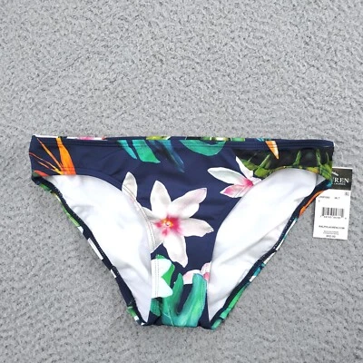 Traje de baño inferior de bikini Lauren Ralph Lauren para mujer 2 azul marino tropical floral playa Foto 1 de 4